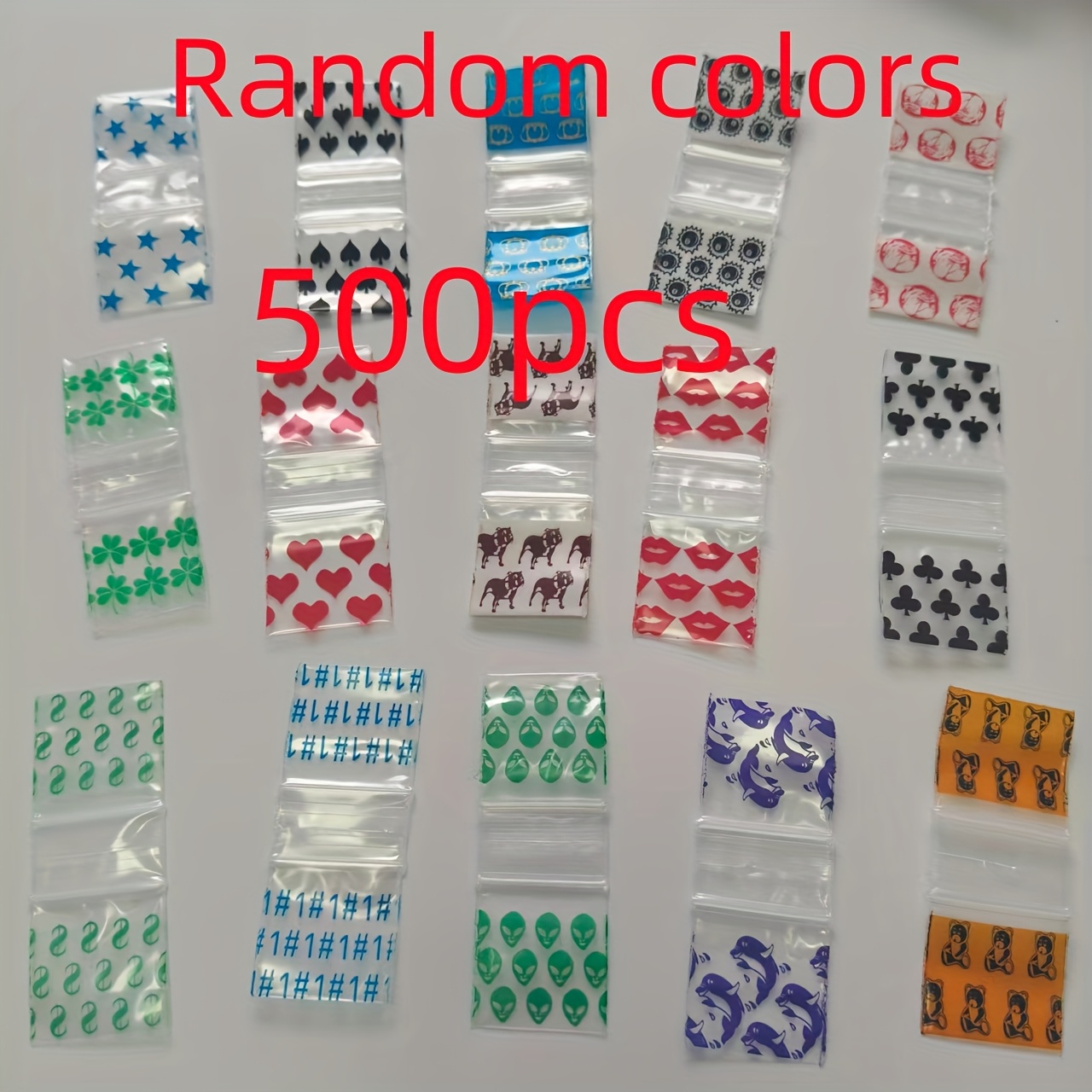 TEMU Gift For Her/him 500pcs Of Mini Packaging Bags In A Of Mixed Random Patterns, With A Size Of 2.52*2.52cm. With Bright Patterns, Are Suitable For