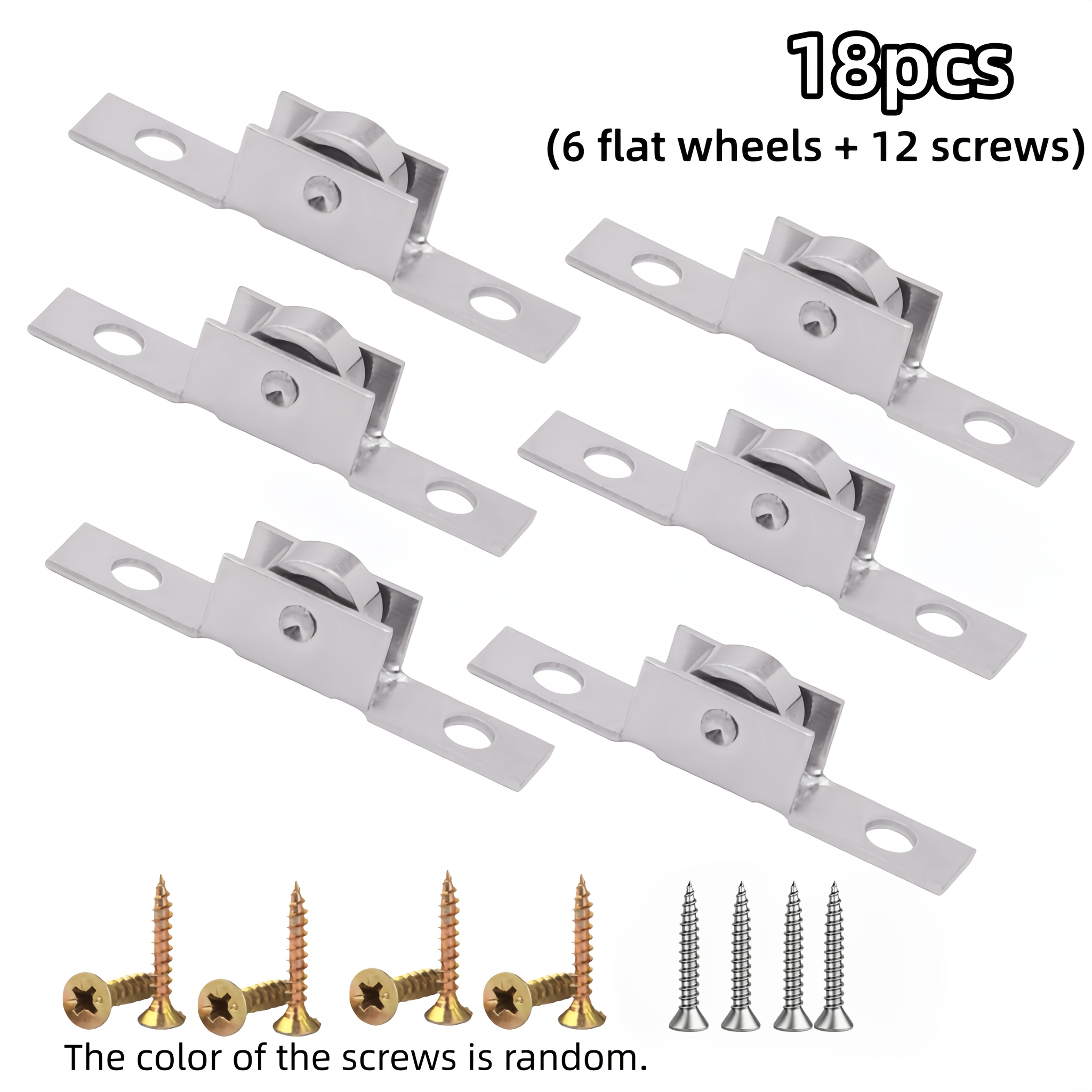 Image of 18pcs Heavy-duty Quiet-operating Metal Ball Bearing With 6 Rollers & 12 Screws - Complete Sliding Door Hardware Assembly Suitable For Windows, Cabinets, Doors - , Reduced, Durable Rollers