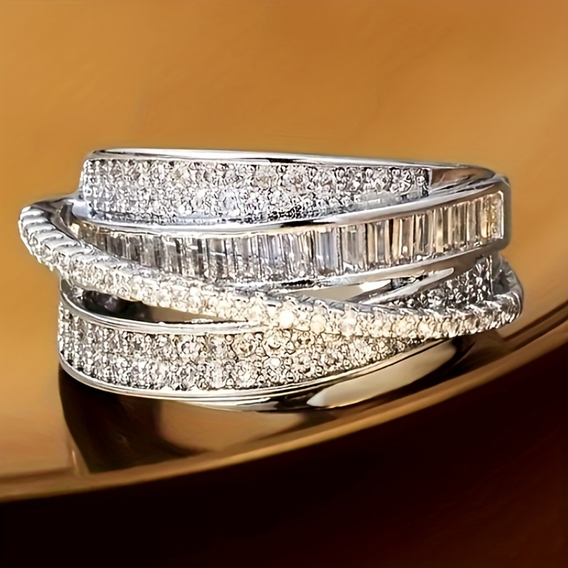 E-shop Luxuriöse, mehrschichtige Ringe mit Zirkonia-Einlagen für Damen, für , Hochzeiten, Party und als modisches Alltags-
