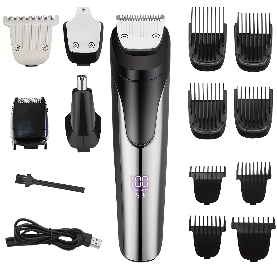 item picture beard trimmer for men all in one mens hair clipper hair trimmer mustache body nose ear facial cutting shaver electric razor grooming kit usb rechargeable cordless led display holiday gift for him fathers day gift