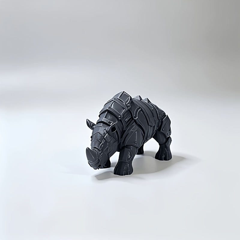 TEMU Sculpture de Rhinocéros Blindé, Ornement de Bête de Bureau Rhinocéros Mécanique, Décor de Table de Bureau Industriel Minimaliste, Figurine Cool