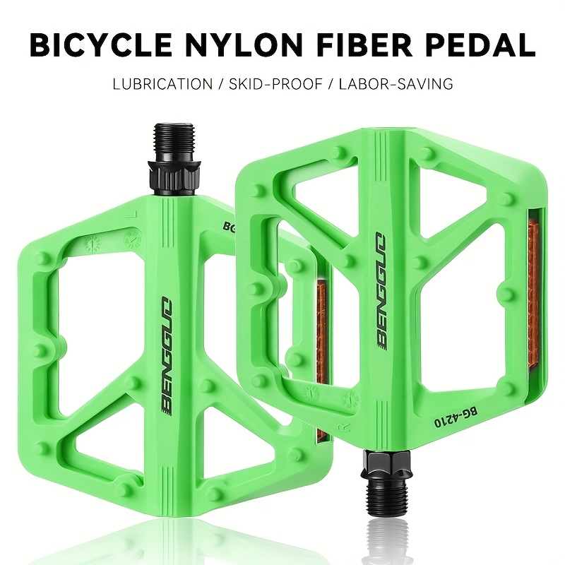 Mountain Bike Flat Pedals - Nylon Fiber MTB Platform Pedals 9/16" For BMX & Road Bikes