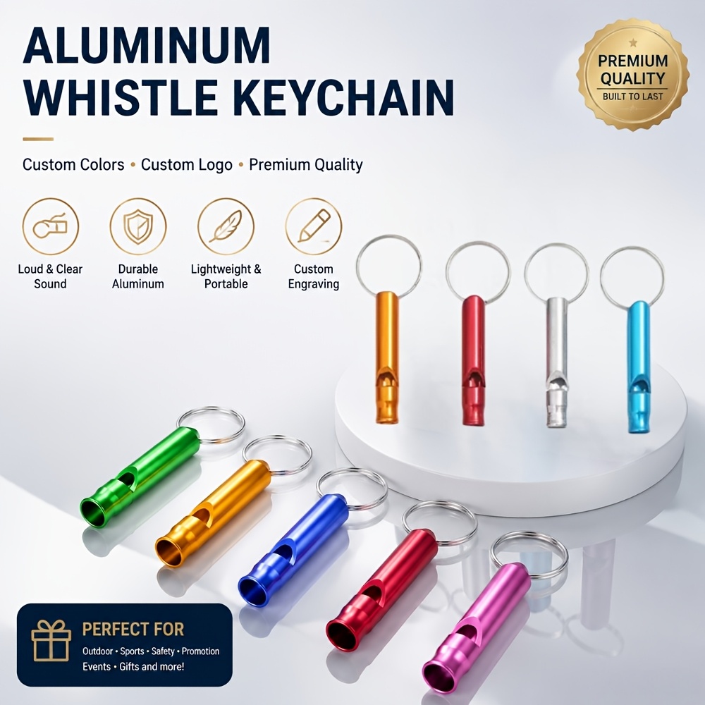 53pcs Custom Engraved Survival Whistle Keychains Set