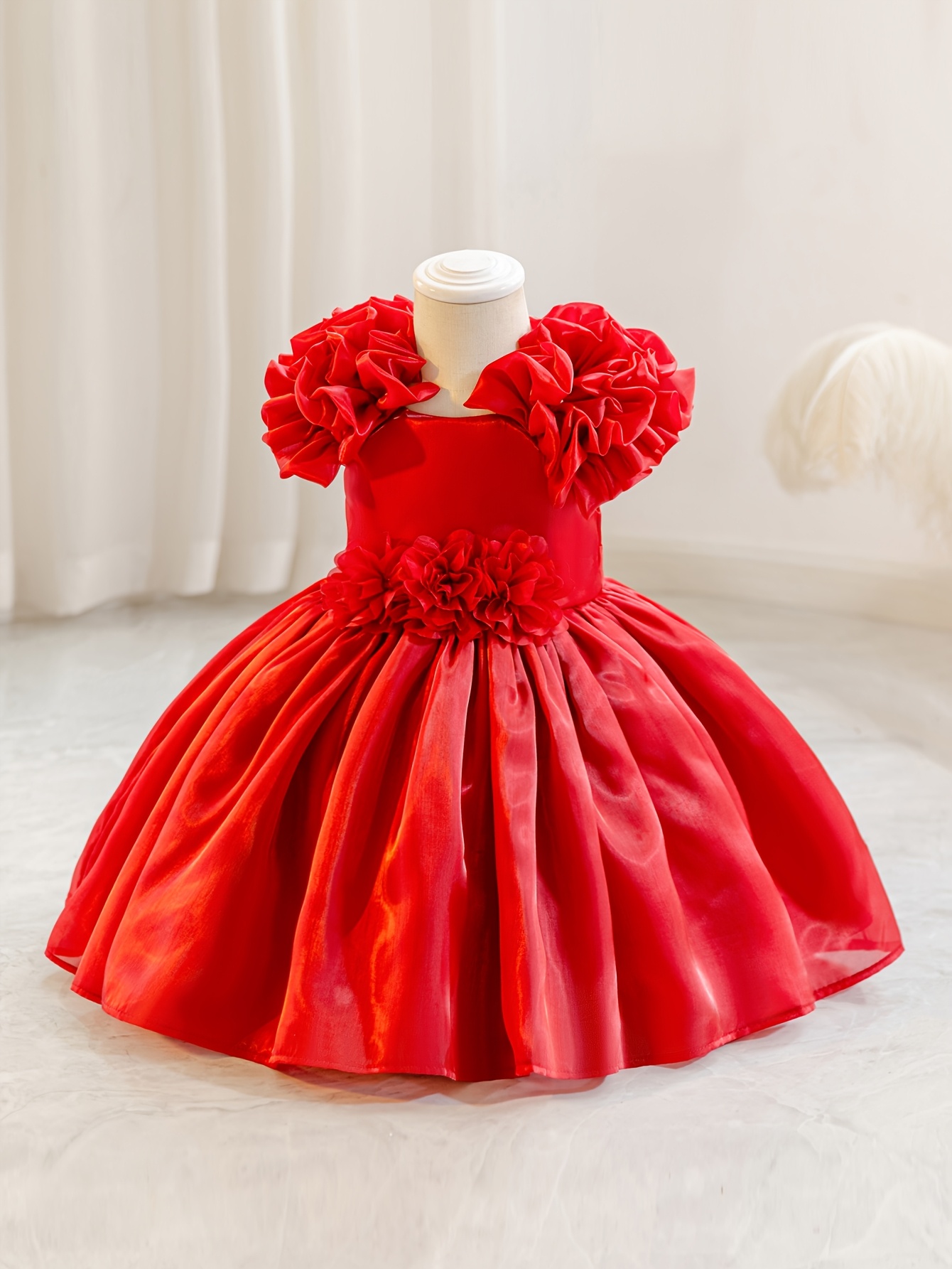newlywoven dress puff sleeve solid color