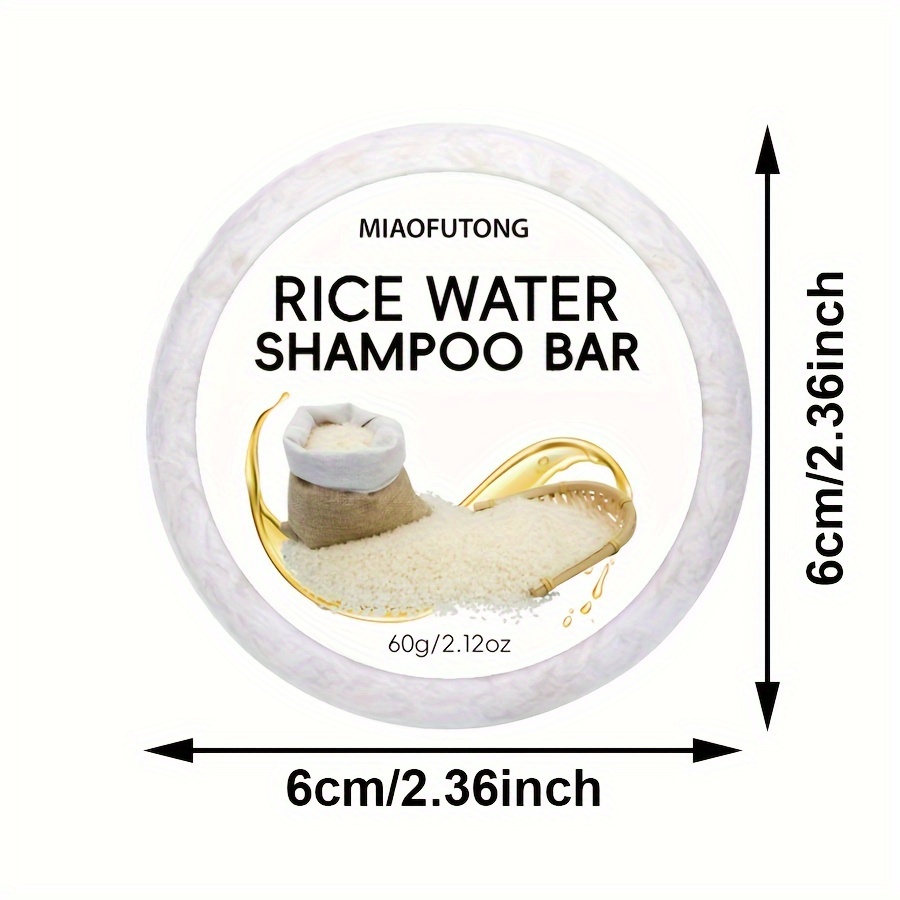 Image of 60g Rice Shampoo Soap, 2-in-1 Hair Shampoo & Conditioner Fermented Rice Water Extract For Moisturizing Hair Care, Suitable For All Hair Types