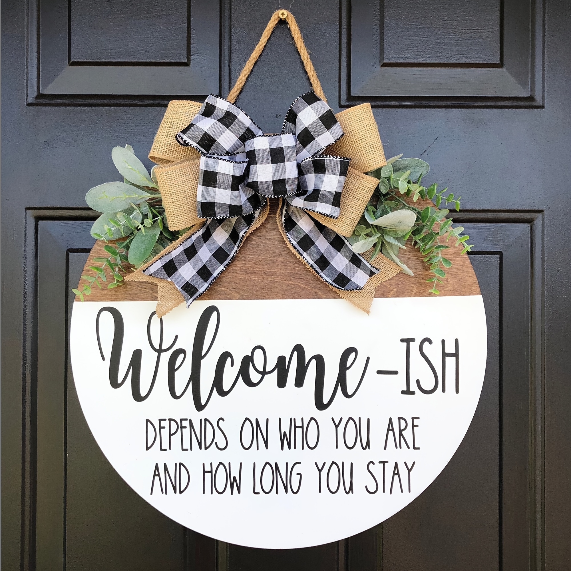 

Front Door Sign, , Door Wreath, Hanging Round Sign, Housewarming Gift, Welcome Sign, Funny Door Hanger, Home Decor