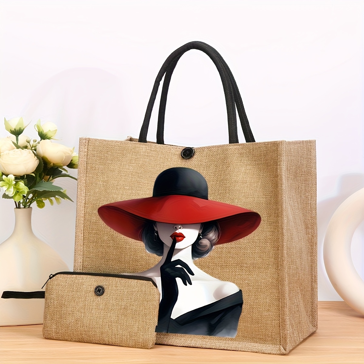 E-shop Ein Set aus zwei , vielseitige Einkaufstaschen für den täglichen Gebrauch, leicht zu haltende Tragetaschen, mit zwei bedruckten Tragetaschen,