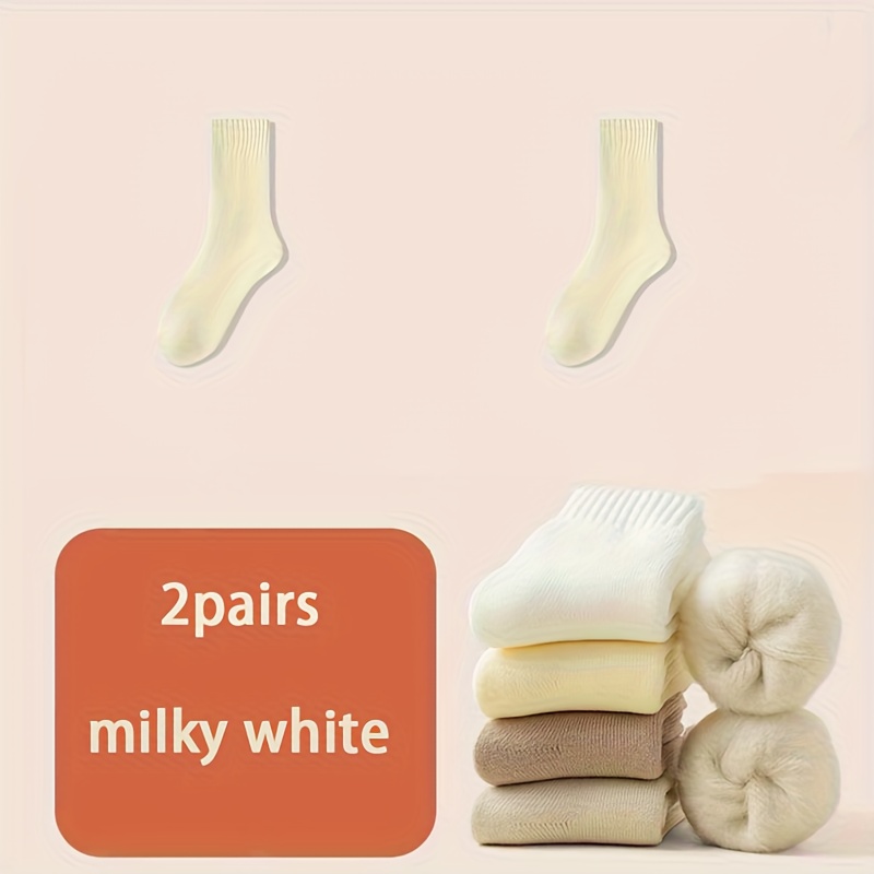 TEMU Of Women's Winter Thick Warm Socks - Ultra-thick Hairdressing Towels With Plush Edges, In Neutral Colors (cream White//brown/dark Gray/light
