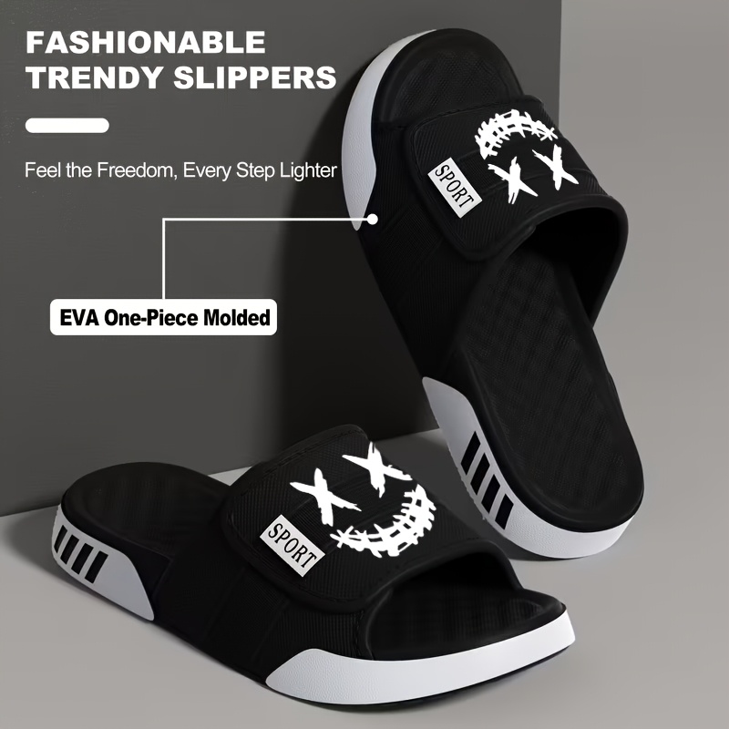 TEMU Unisex Eva Simple Lightweight Printed Slip-on Slippers, Suitable For Summer Casual Beach Wear, Bathroom Showering, Indoor And Outdoor Use, A