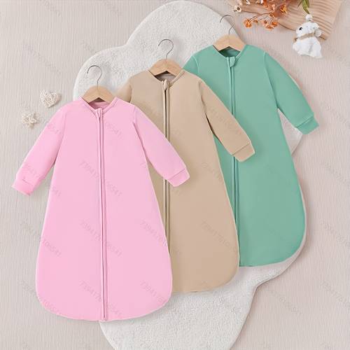childrens sleeping bag soft and comfortable fleece fabric for spring autumn winter seasonal warm swaddle with hidden double zipper suitable for boys girls cozy bedtime infant sleep sack hidden zipper fabric medium weight fabric breathable material unisex baby wear sleep sack toddlers and infants daycare essentials