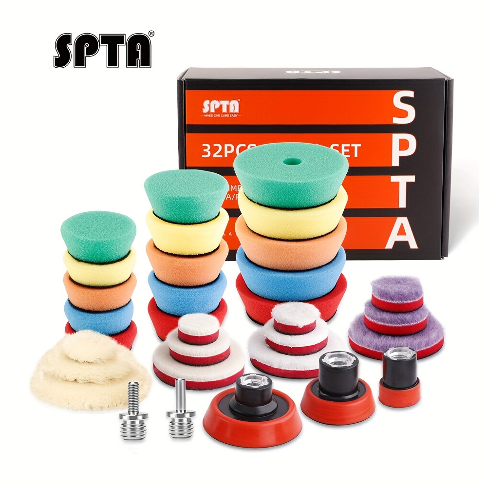 

Spta 1/2/3 Inch Polishing Pad Buffing Pads 32pcs Kit For Ro Detailing Polisher