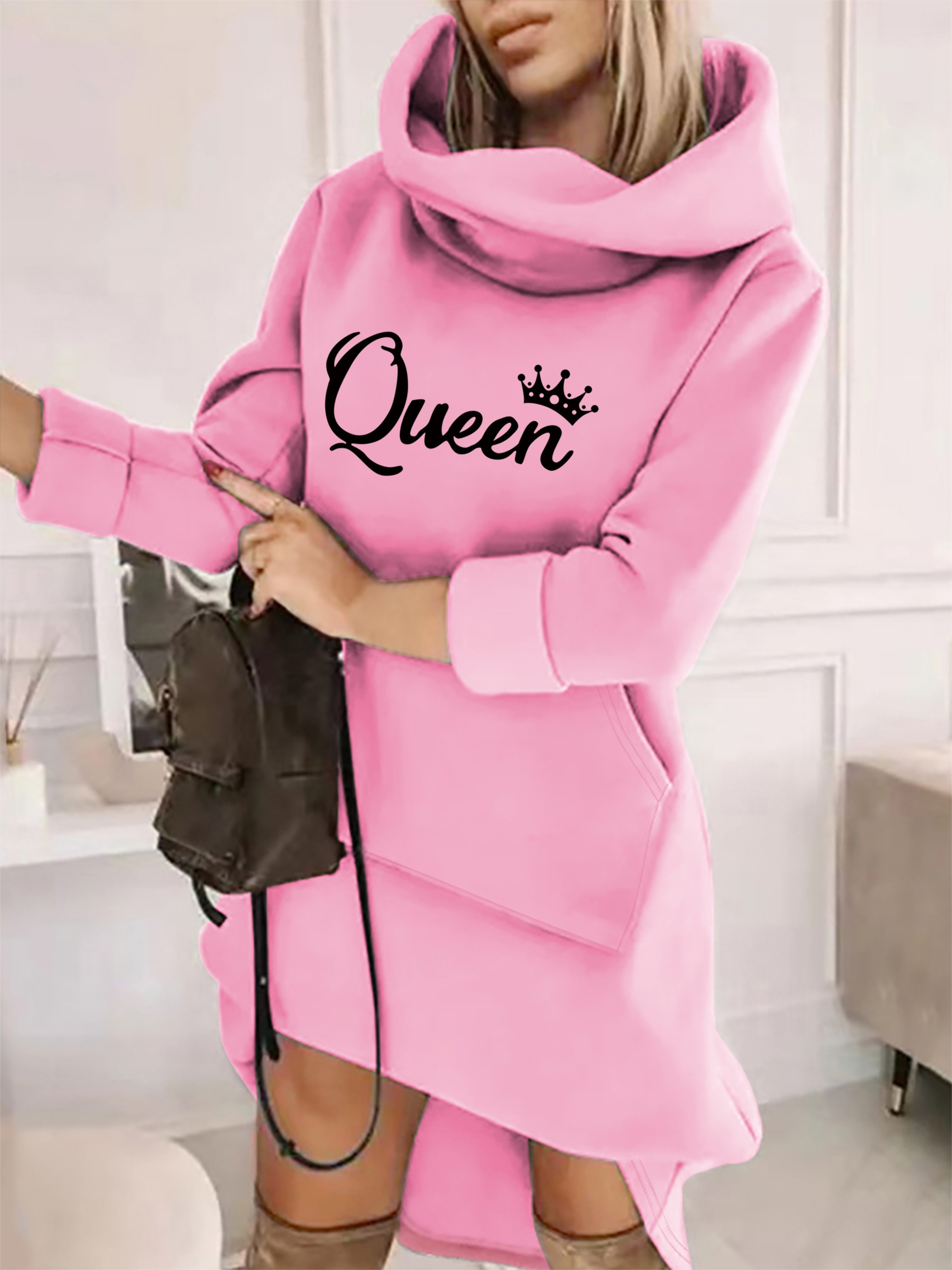 plus size casual tunic dress alphabet print high neck Temu Mauritius