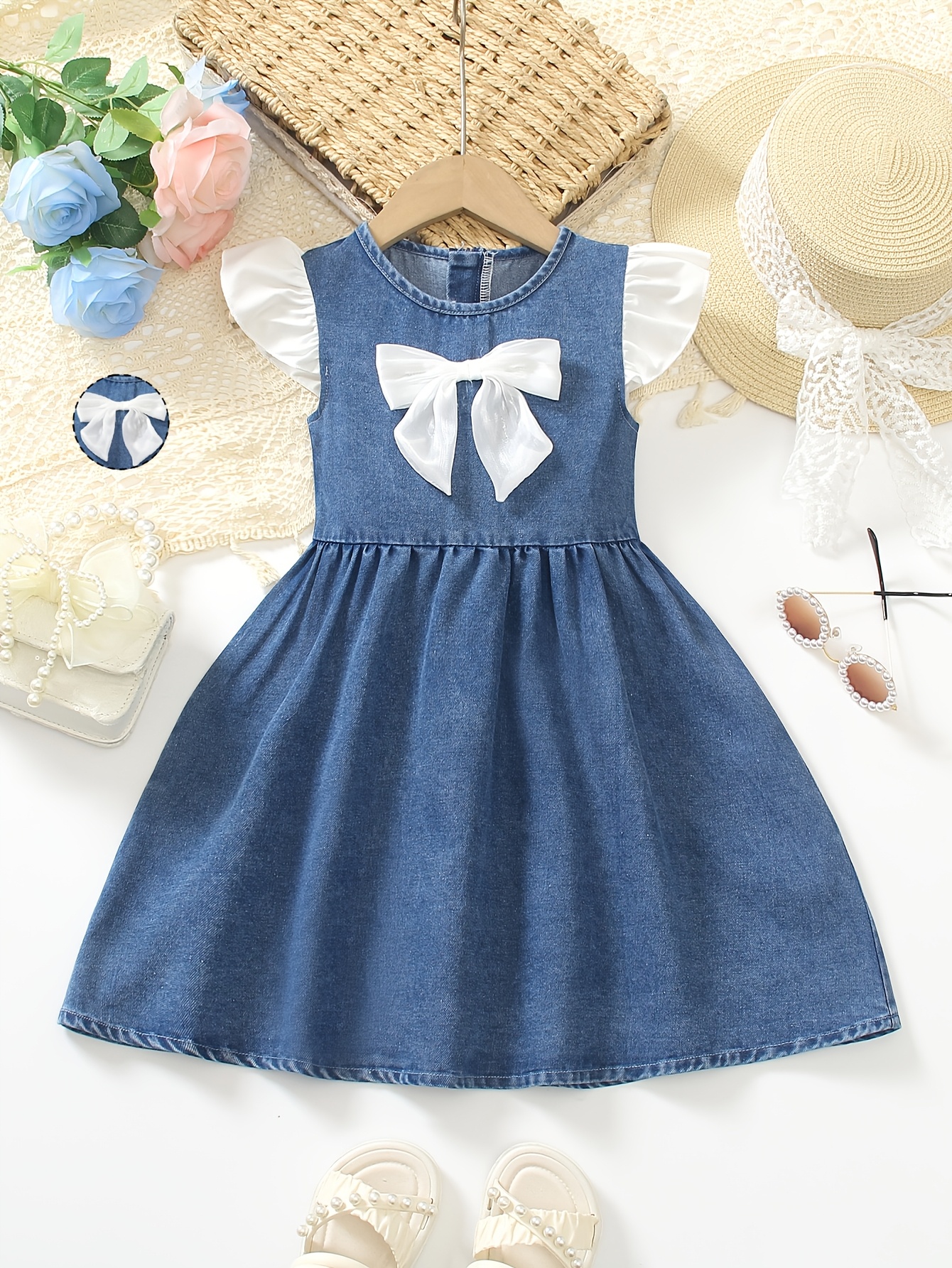 girls fashion solid color round neck bow decoration loose - Temu Bahrain