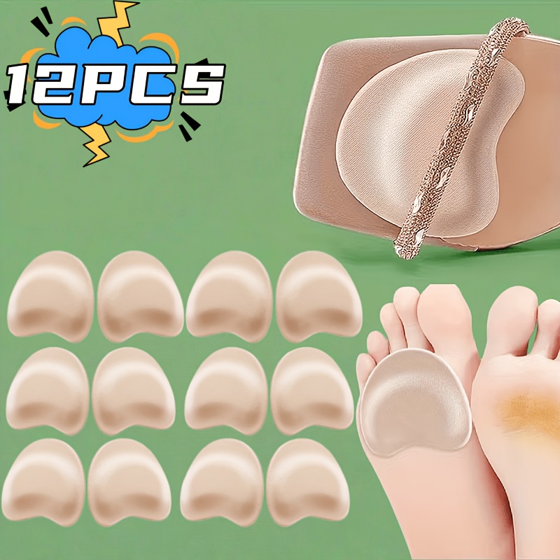 TEMU 12pcs Self-adhesive High Heel Insoles, Non-slip Breathable Cushioned Thickened Forefoot Pads, Prevent Foot Friction, Shoe Inserts For High Heels