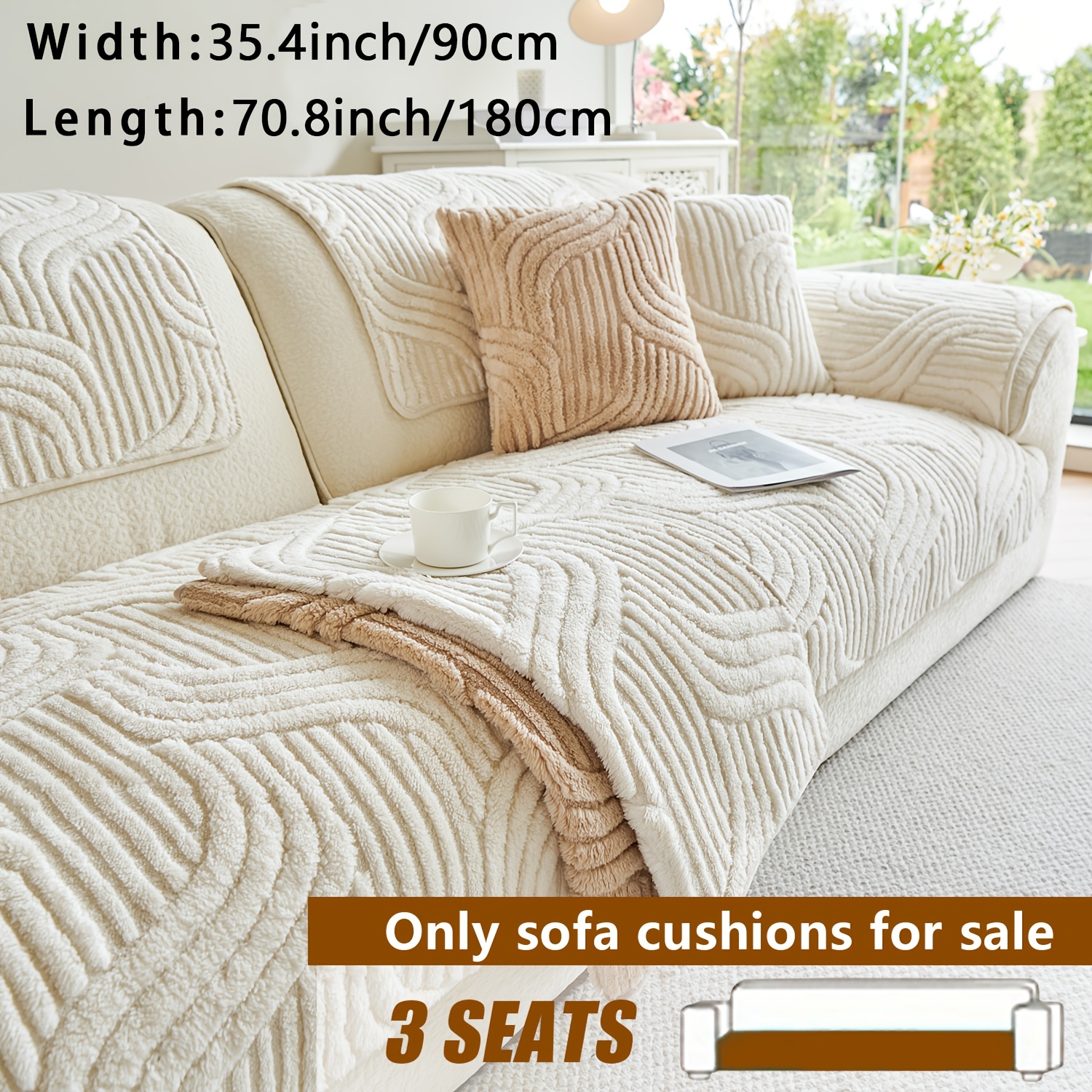 TEMU Luxury Pet-friendly Sofa Cover 1pc - Plush Non-slip Protector With Claw-resistant Fabric | 300gsm Breathable Polyester For Sectional Couches