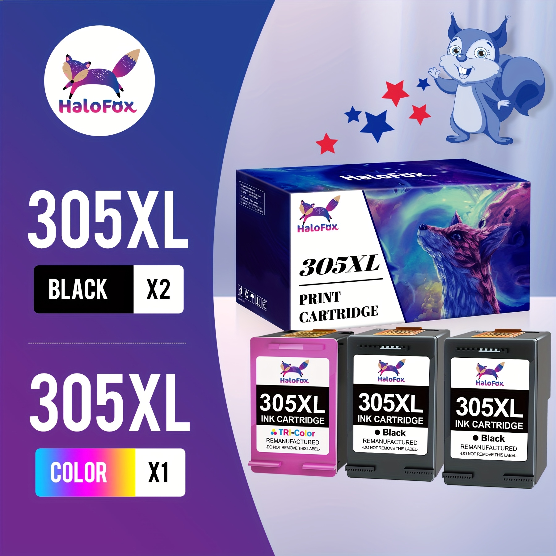 Image of 305 Xl Cartridges Compatible With 305 Printer Cartridges For 2700 2720 2710 Plus 4120 4130 4110 4100 6000 6010 6020 6030 6032 Pro 6400 6420 (1black 1 Color)