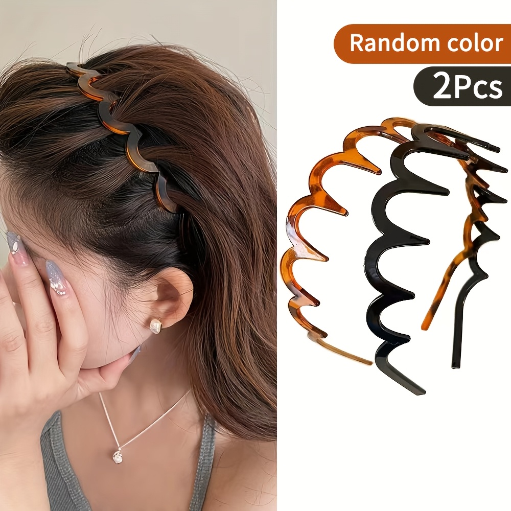 TEMU ondulada para mujer de 2/4 piezas en color aleatorio: Versátil para uso diario, diseño , estilo peine con dientes, estilo vintage, elegante