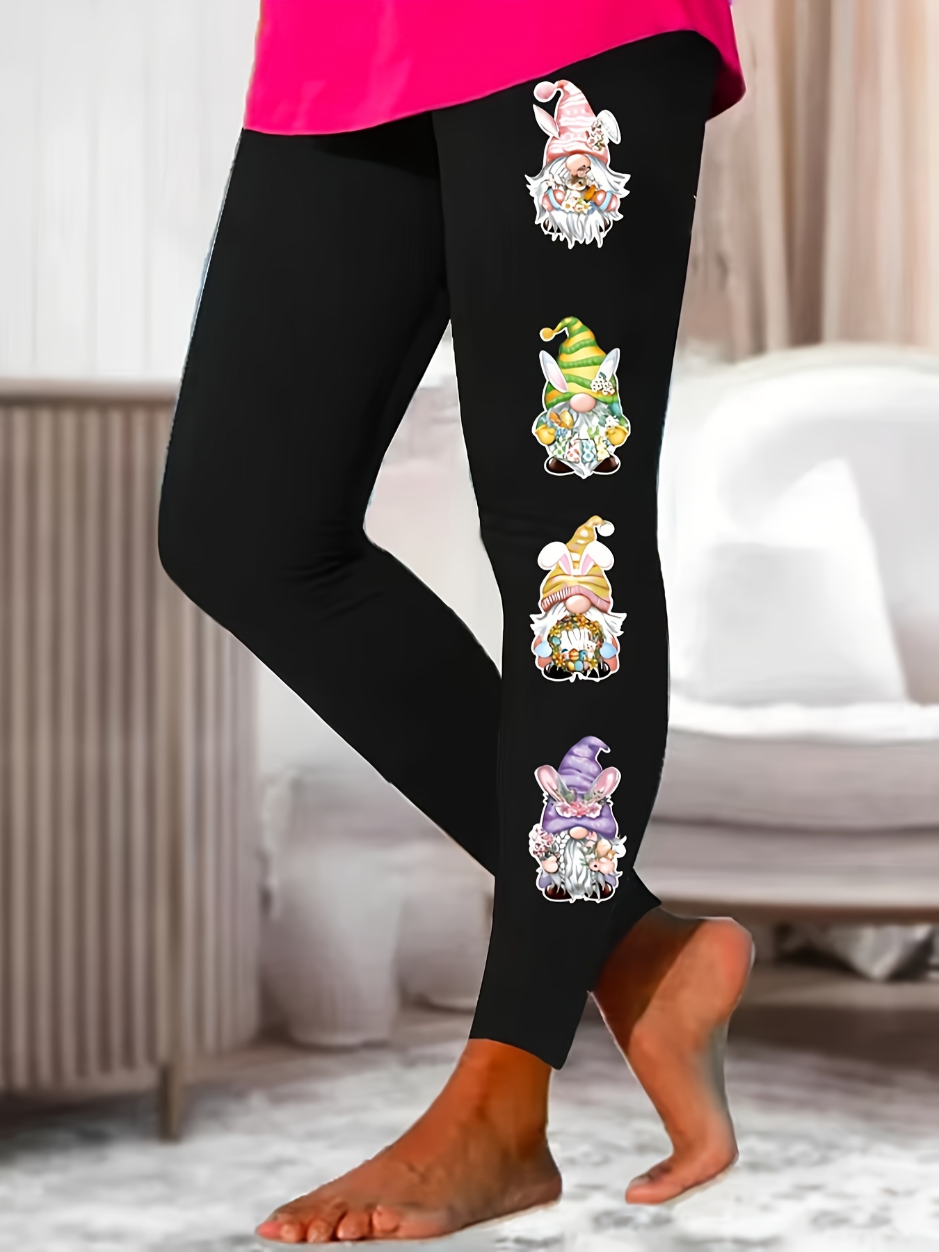 Easter Day Leggings for Women, Women Easter Day Print Tights Bunny Rabbit  Pattern Ultra Soft Stretch Skimpy Yoga Pants