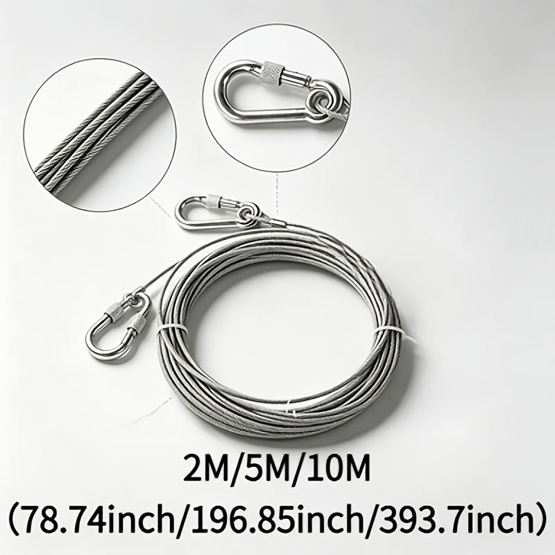Heavy-Duty Stainless Steel Cable with Safety Cord & Hooks
