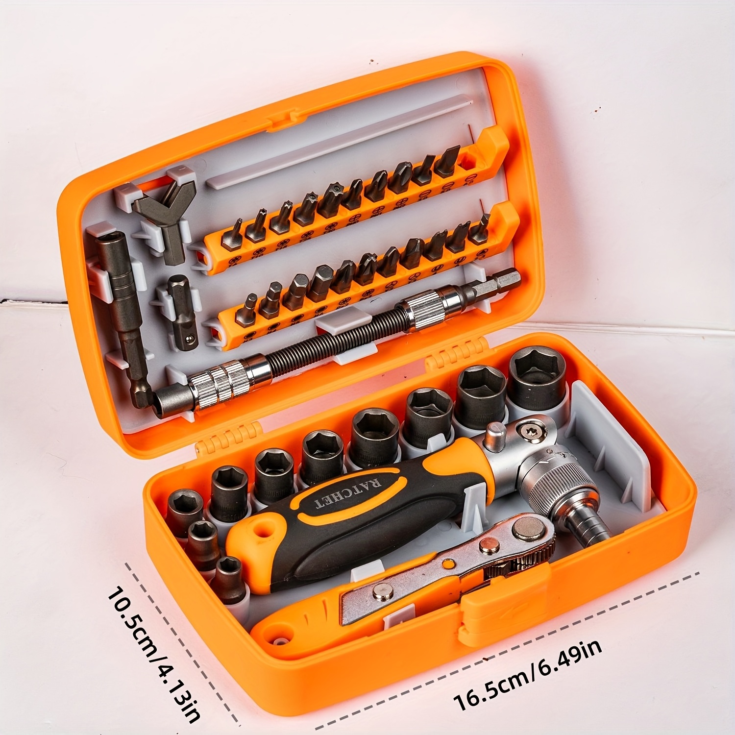 Juego de destornilladores de rascador 38 en 1 con juego de rosca y cabeza magnética, equipado con mango giratorio, varilla de extensión y caja de almacenamiento, adecuado para computadoras, bicicletas, automóviles y dispositivos domésticos.