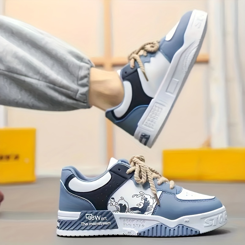 [zapatillas] Zapatos de skate bajos con cordones para hombre, zapatos casuales cómodos y duraderos para todas las estaciones, para caminar al aire libre y viajar.