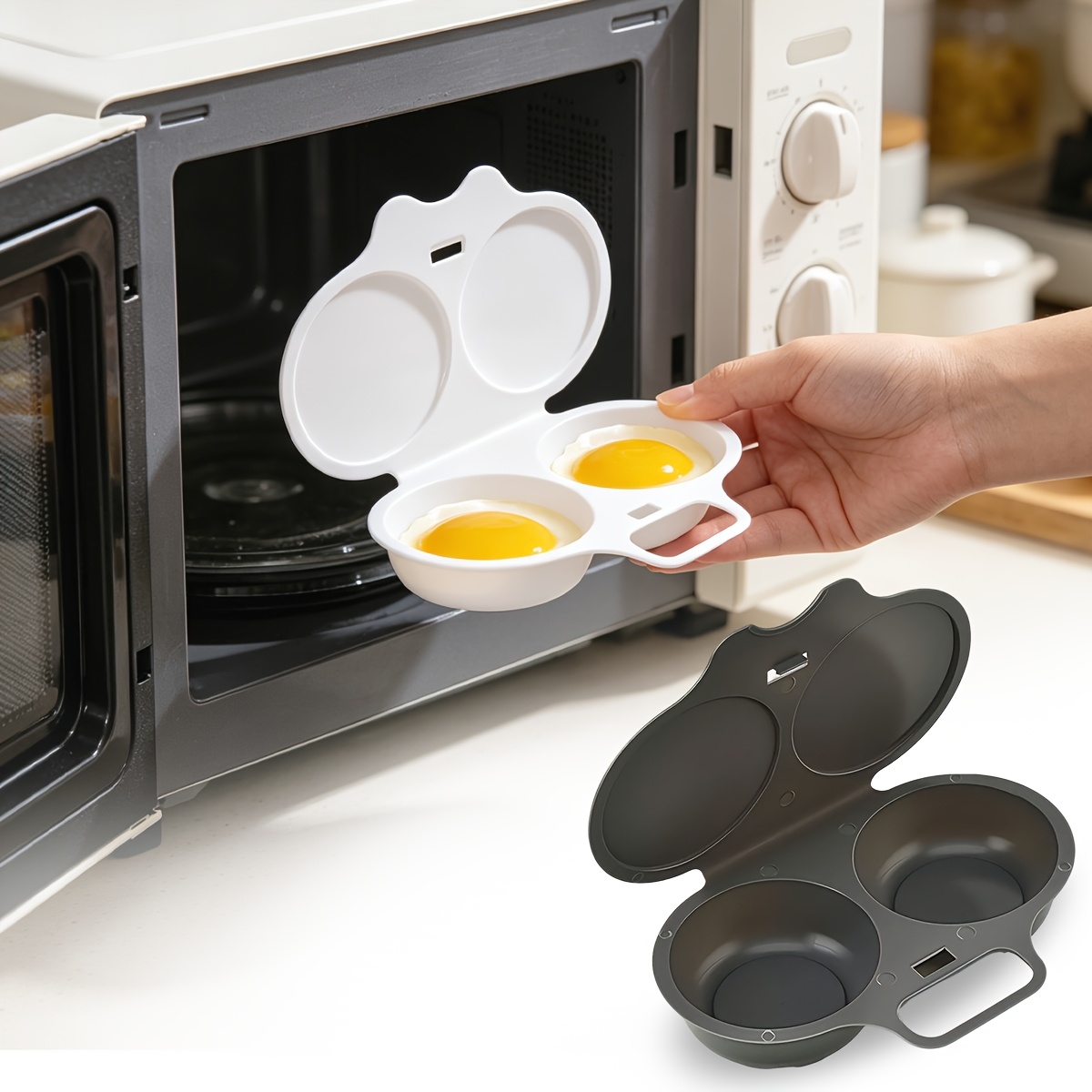 Microwave Steaming Egg Box, Double Compartment