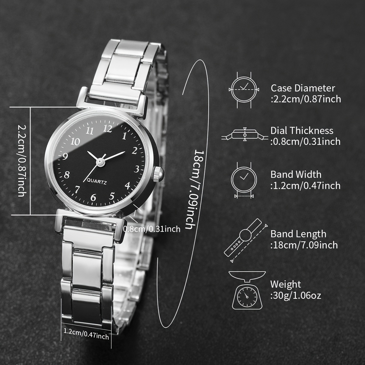 Reloj de mujer elegante y de estilo con un pequeño dial digital minimalista  lujoso y de moda, reloj de pulsera de cuarzo (1 pieza/conjunto),