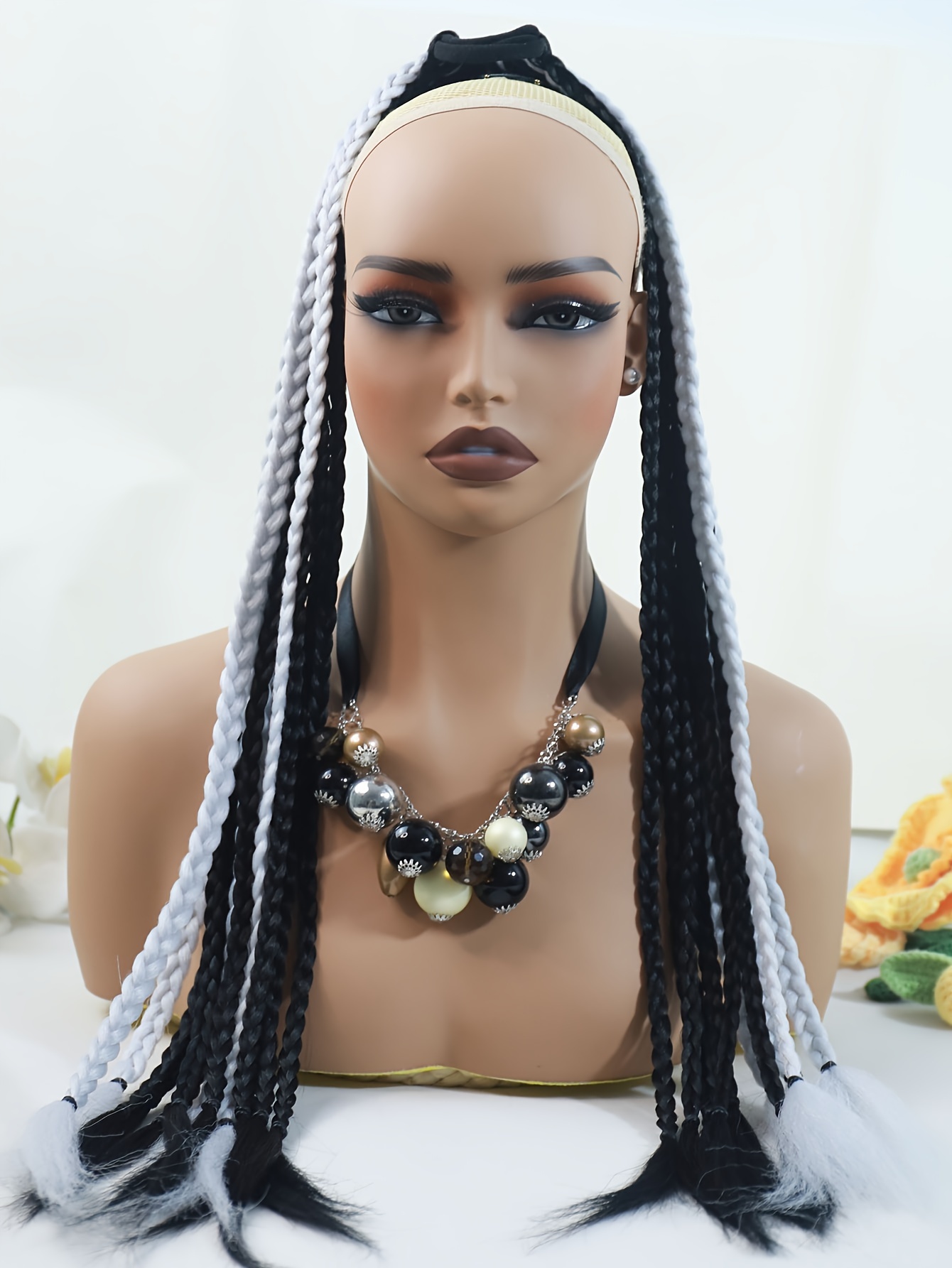 y2  colorful braided hair extensions with elastic bands 24 synthetic ponytail for   for street   festivals details 3