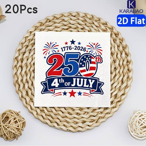 2d flat 20pcs set american 250th anniversary commemorative cocktail napkins double layer thickened 6 5 inch square napkins suitable for party napkins outdoor party napkins party napkins western restaurant napkins