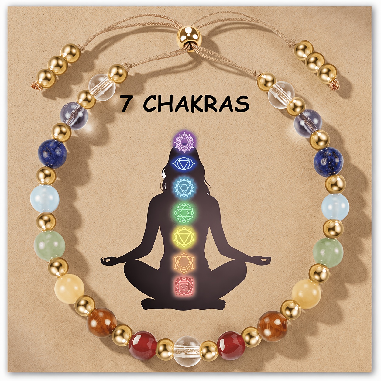 TEMU 1pc, 6mm Beads, Chakra Weave Bracelet, Spiritual Bracelet, Suitable For Daily Wear, Accessory, Ideal Holiday Gift, Unisex