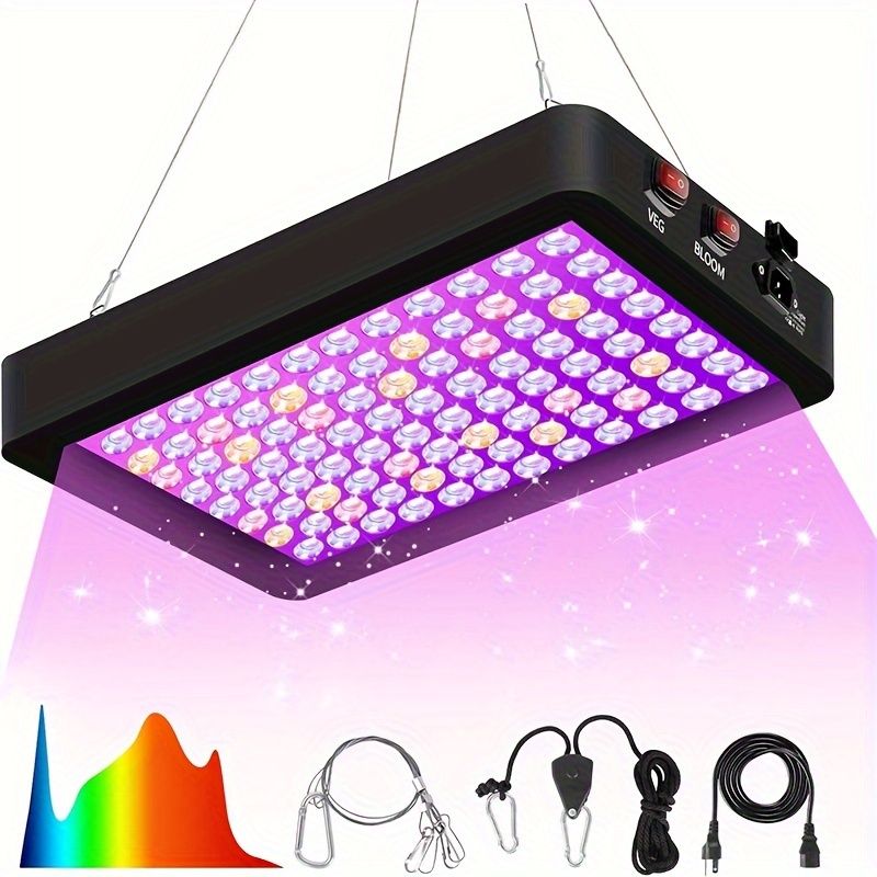 

Upgraded Led Grow Light For Indoor Plants, Double Chips Full Plant Light Uv-ir , Seed Starting Seedlings Vegetable Pepper Hanging Growing Lamps Veg Bloom Daul Model 1000w