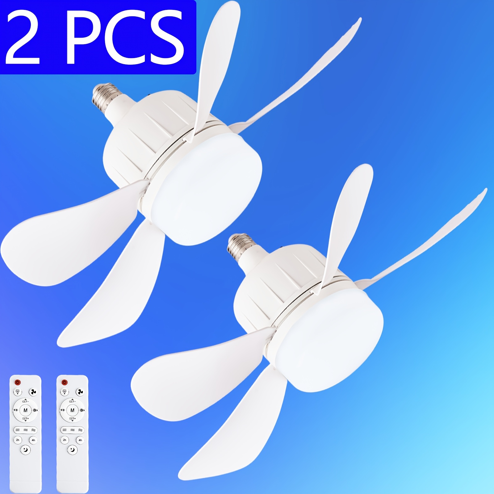TEMU Ru Rao 2pcs Socket Fan Light E26 Ceiling Fans With Lights And Remote 3 Light Modes Levels Powerful Airflow Quiet Fan Light Bulb Screw In Ceiling