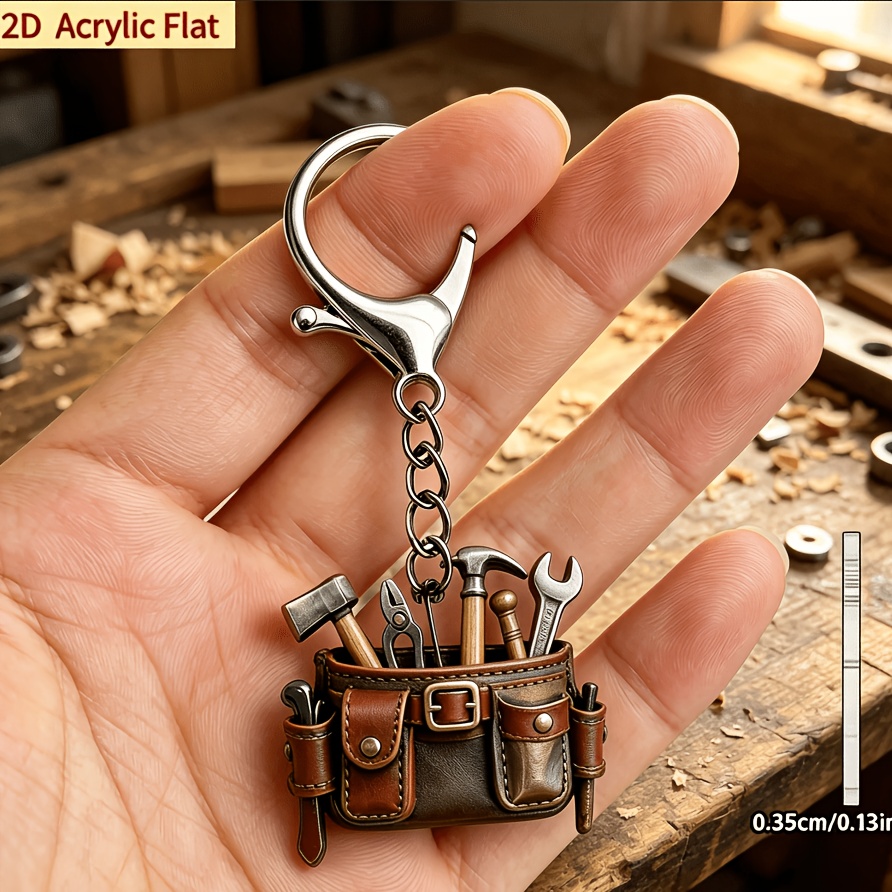 TEMU Plat 2D, Porte-clés Kit d'outils d'artisan en acrylique plat 2D, 1 pièce, Style hommage professionnel, Accessoire tendance, Plat 2D