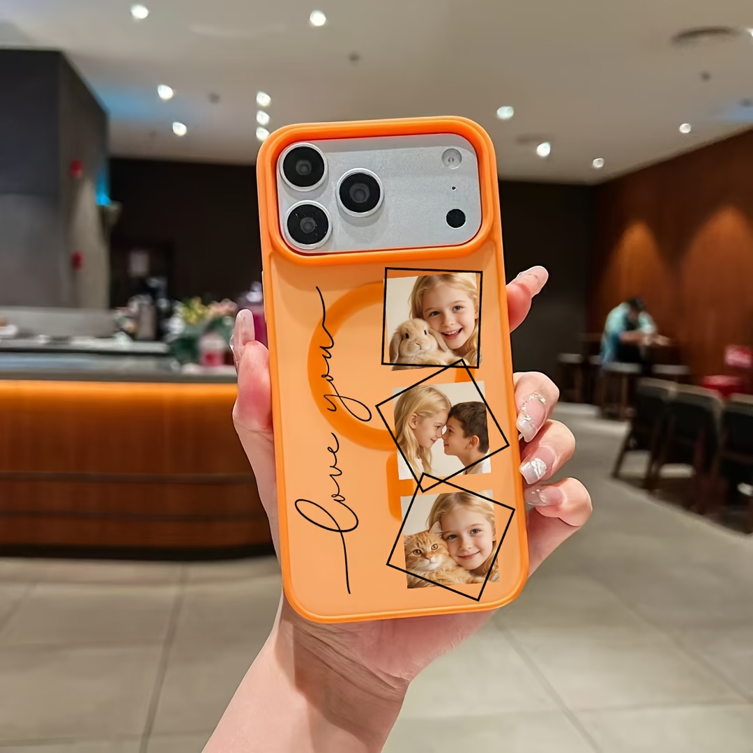 TEMU para teléfono: Personalizada con tres o imágenes, compatible con iPhone 17 16 15 Pro Max, cubierta con la piel, anticaídas y resistente al ,
