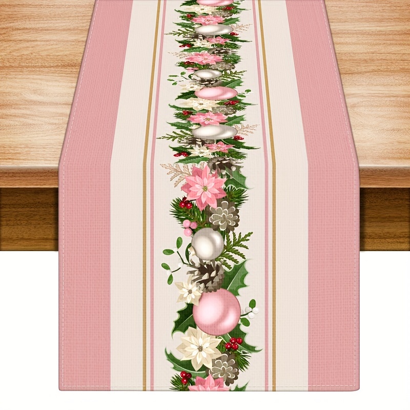 

Christmas Holiday Plaid Polyester Table Runner With Woven Snowflake & Christmas Tree Design - Square Shape For Festive Decoration, 100% Polyester Filling & Lining - 1pc