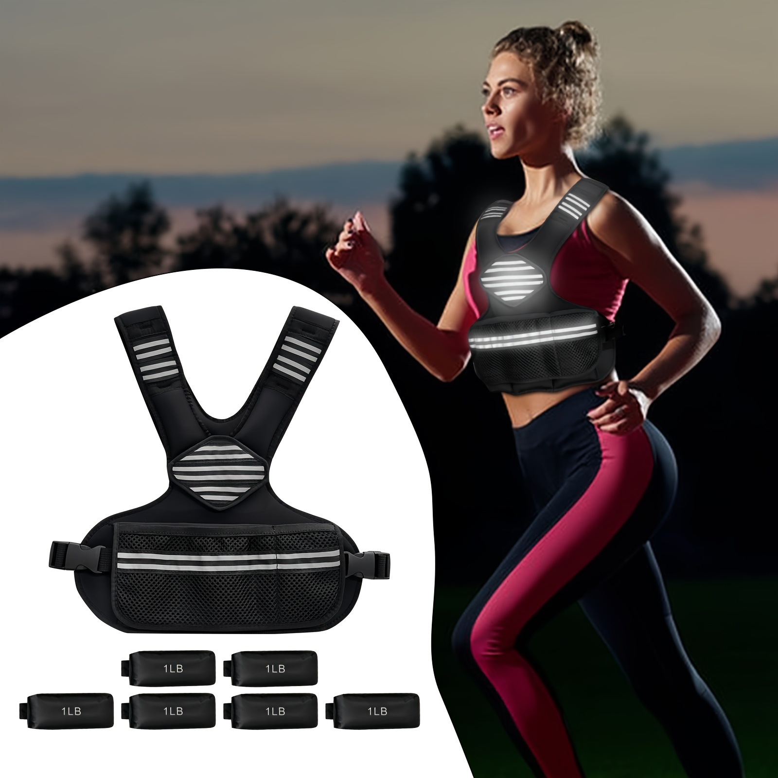 Weighted Vest, 20lb Weight Vest with Reflective Stripe, Weighted Vest