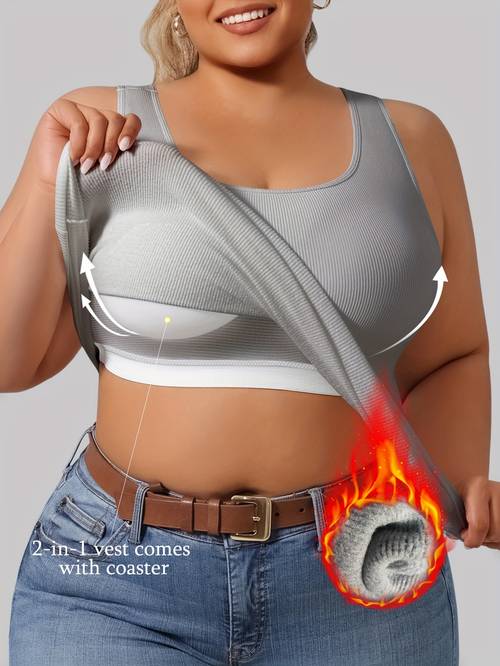 developed for east this two in one ribbed brushed vest features a built in cup pad and as a top without the need for an inner layer