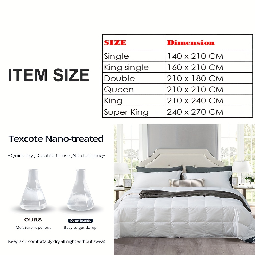 TEMU All Season 500gsm Ergonomic Wool Quilt Winter/summer Duvet : Single, Double, Queen, King, King Single, Super King