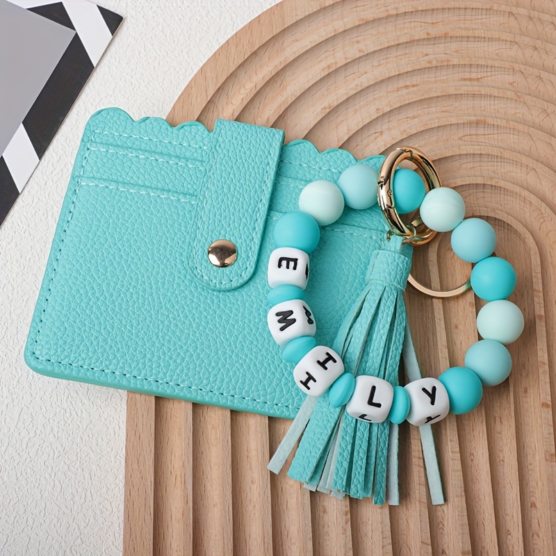 personalized pu leather keychain with silicone beads and tassel customizable with name or initials   school work or festive occasions details 25