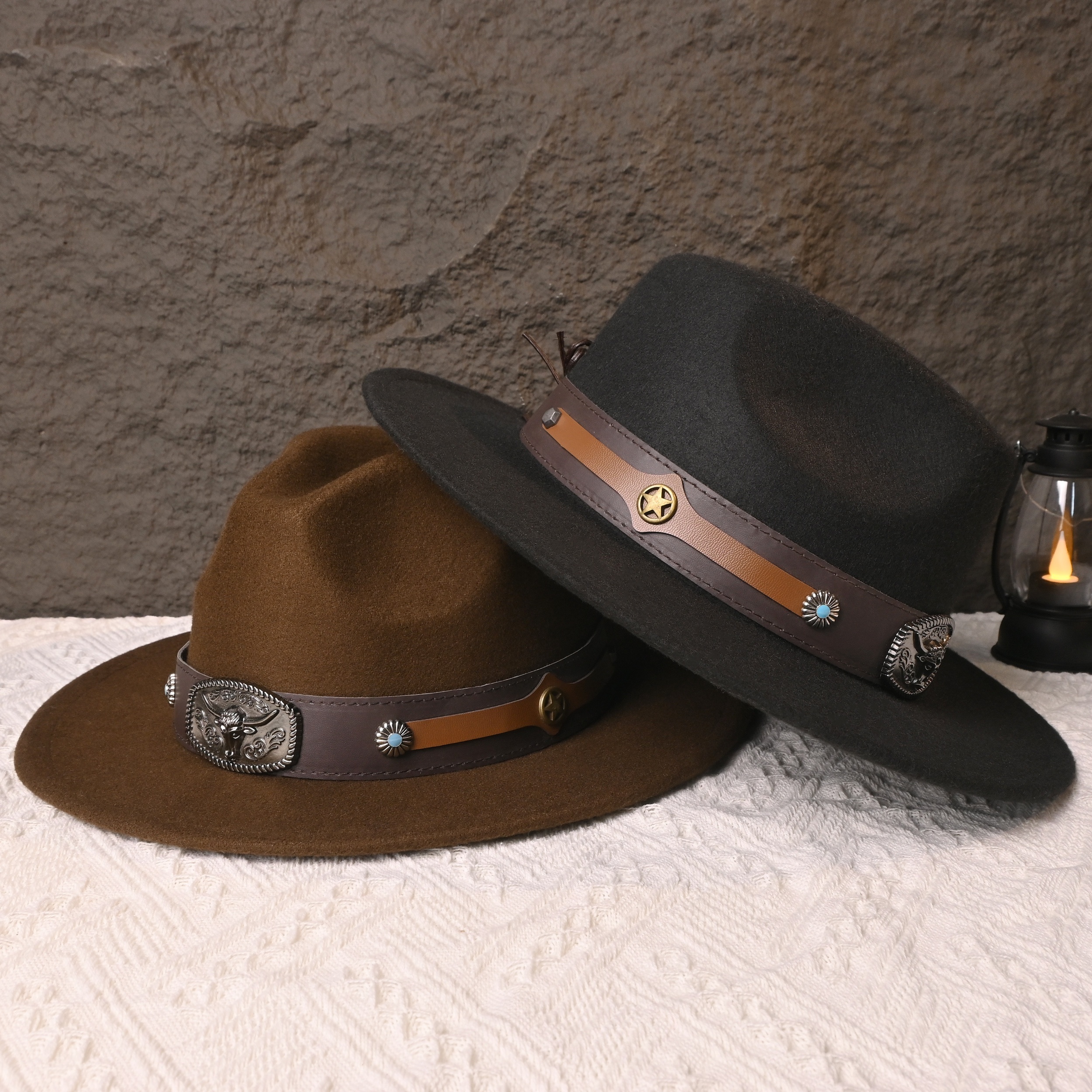 1pc vintage western cowboy hat with -inspired metallic  display picture 3
