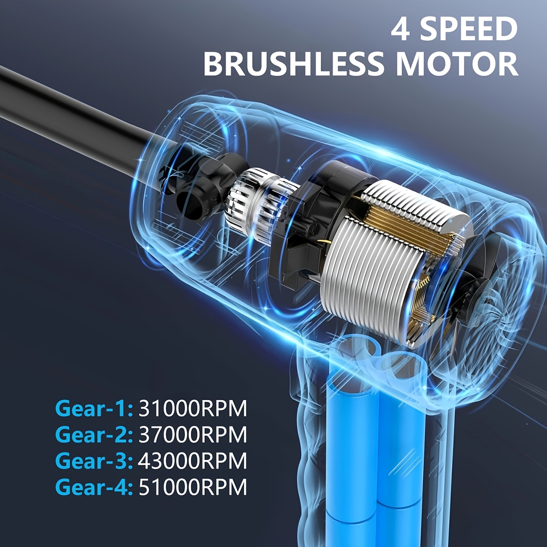 cordless electric air duster with fast charge 51000 rpm lcd display led light portable keyboard and computer cleaner replaces compressed air cans details 2