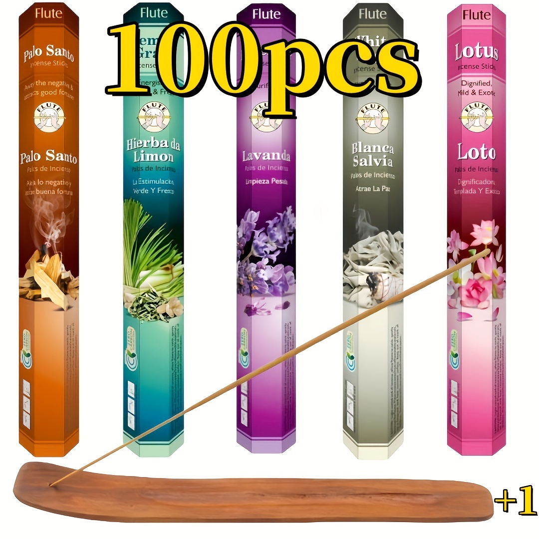 100pcs Of Handcrafted Indian , Premium Incense Sticks Made From Peruvian Sandalwood And A Blend Of , Lavender, Lotus, And . Incense With A Free Incense, Suitable For Meditation, Yoga