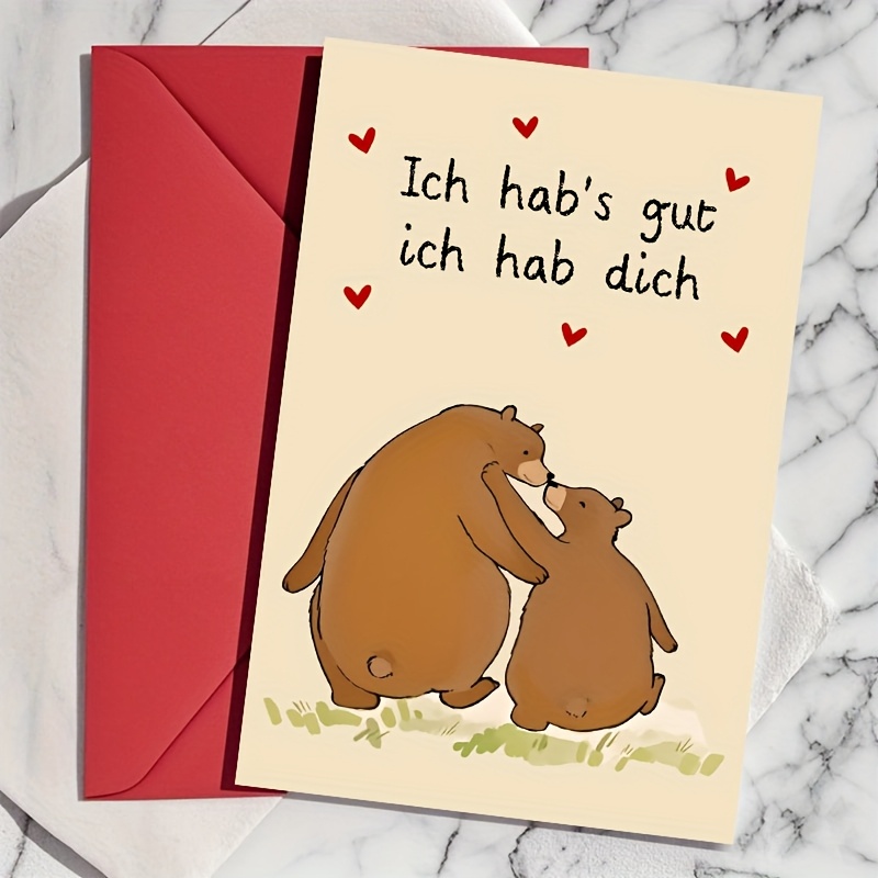 Image of 1pc Romantic Card - 'ich Hab Dich' - Paper - Ideal For Valentine's Day, Anniversaries, And Birthdays - A Perfect Gift For Your Husband