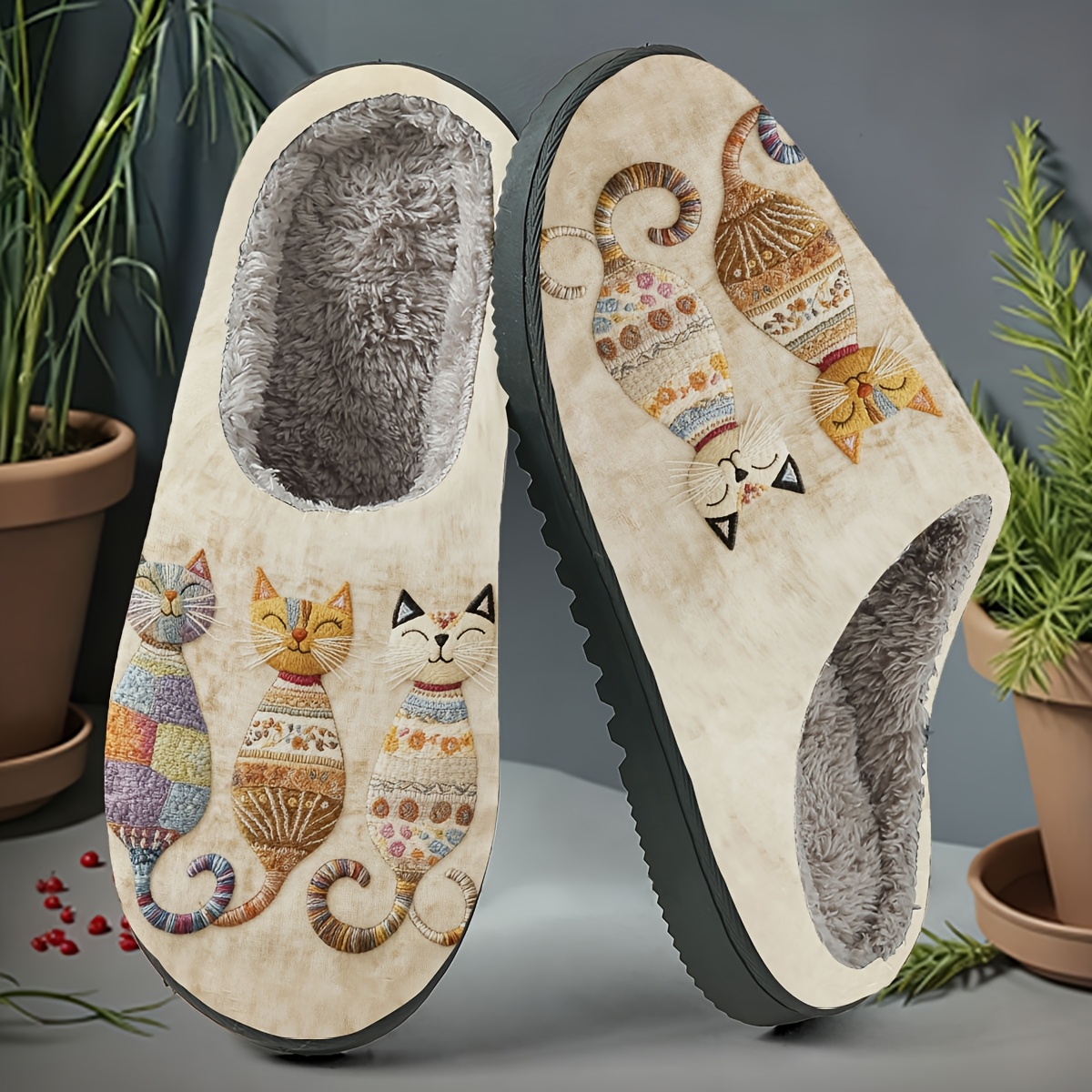 TEMU Cute Kitten Print Slippers, Unisex Couple Style, Soft And Skin-friendly Comfortable Feel, Fit For Home And Casual Wear, Exquisite Pattern,