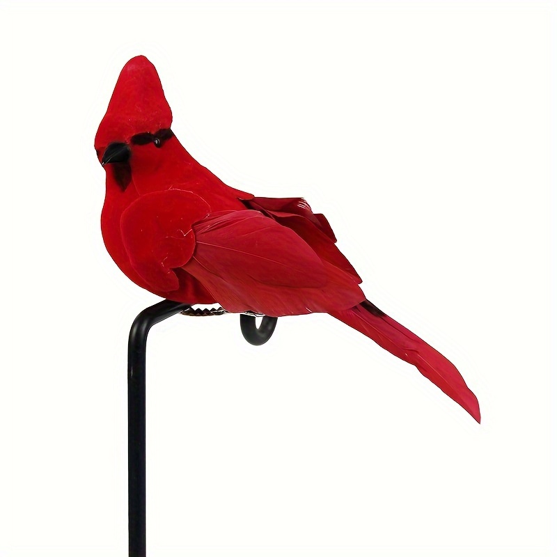 

2pcs, Artificial Feather Birds Red Brid Figurine Garden Yard Layout Birds Ornaments