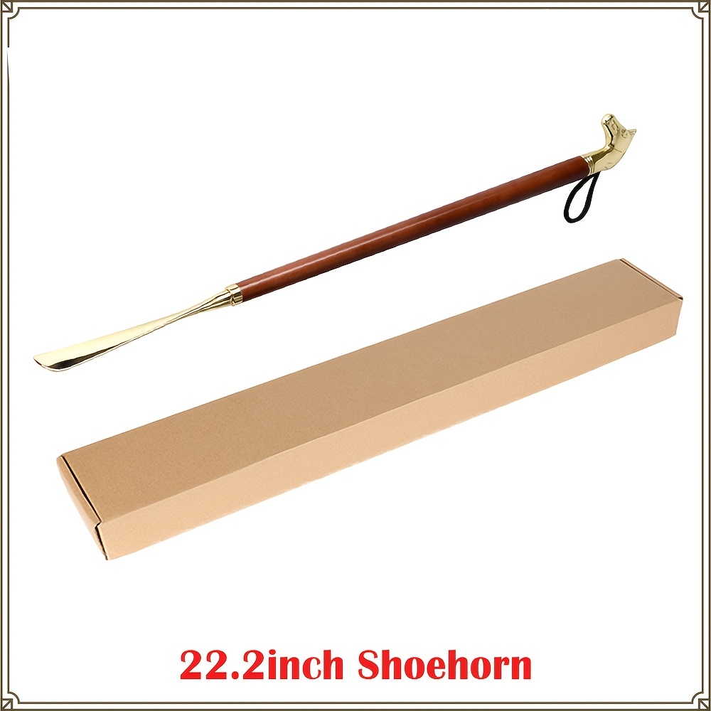 TEMU Long Handle Horse Head Shoe Horn, 22"/ 12.6" Wooden Metal Shoe Horn Shoe Helper