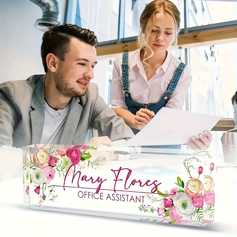 

1pc, Personalized Floral Acrylic Table Plaque - Ideal Gift For Bosses, Managers, Teachers, Nurses, Doctors, And Employees Appreciation