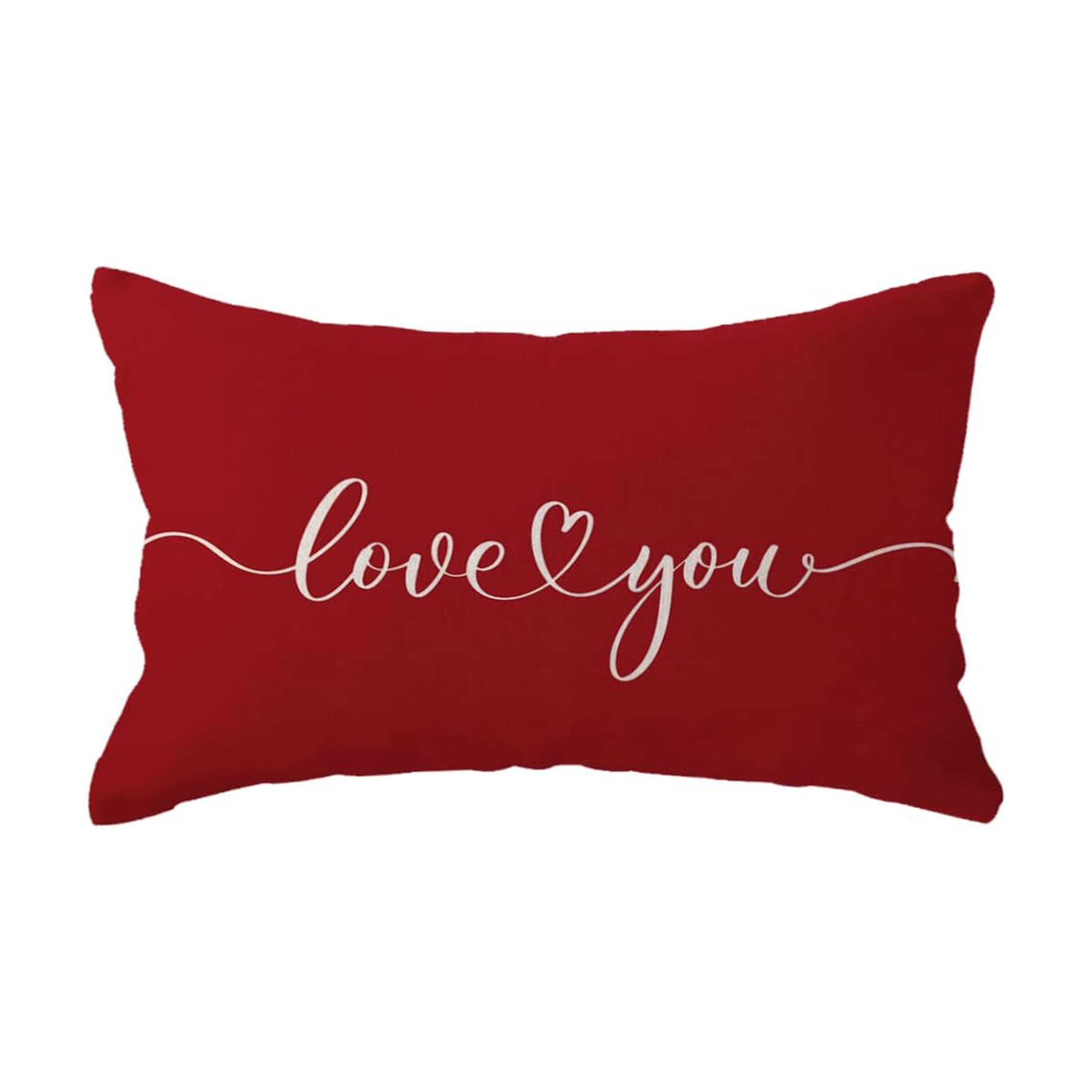 

Romantic 'love You' Lumbar Throw Pillow Cover - Perfect Gift For Couples, Anniversary, Wedding, Engagement, Valentine's Day - Red, 12x20 Inch, Zip Closure, Machine Washable (pillow Not Included)