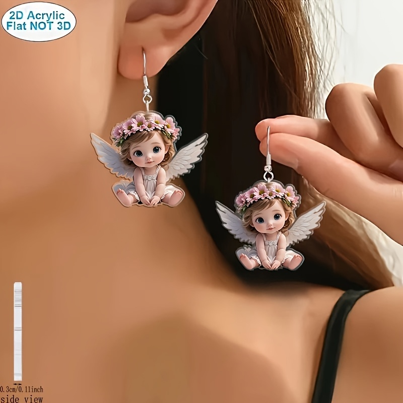 Cute Flower Fairy Design Double-Sided Acrylic Earrings