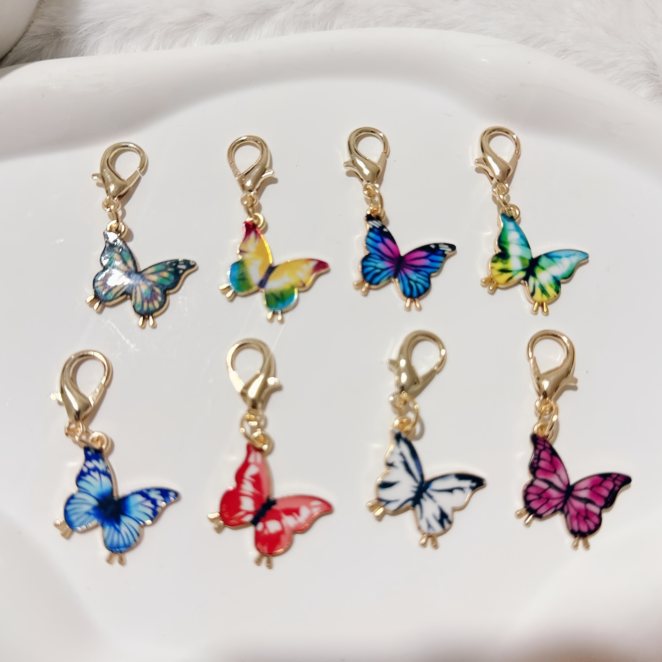 E-shop 8-teiliges Set Positiver Schmetterling, langlebige Schlüsselanhänger-Anhänger aus Zinklegierung, inspirierendes Geschenk. Geeignet für Partys,